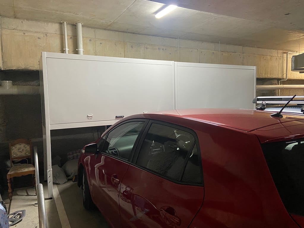  Over bonnet storage cabinet with red car