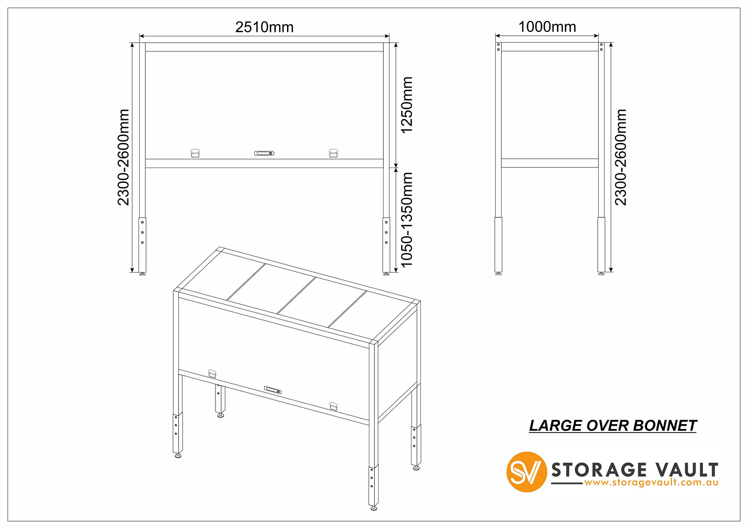 small over bonnet storage box dimensions diagram